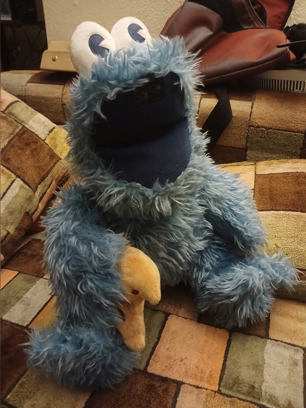 Blue Plush Cookie Monster Puppet